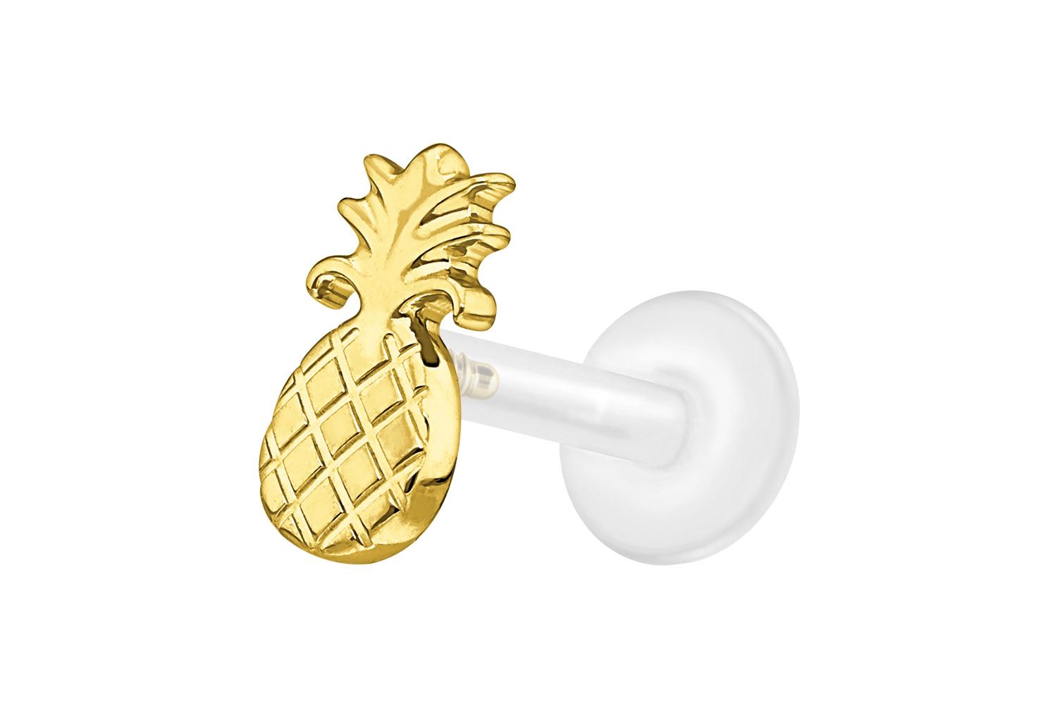 PTFE Labret Piercing mit Innengewinde + Titan-Aufsatz ANANAS